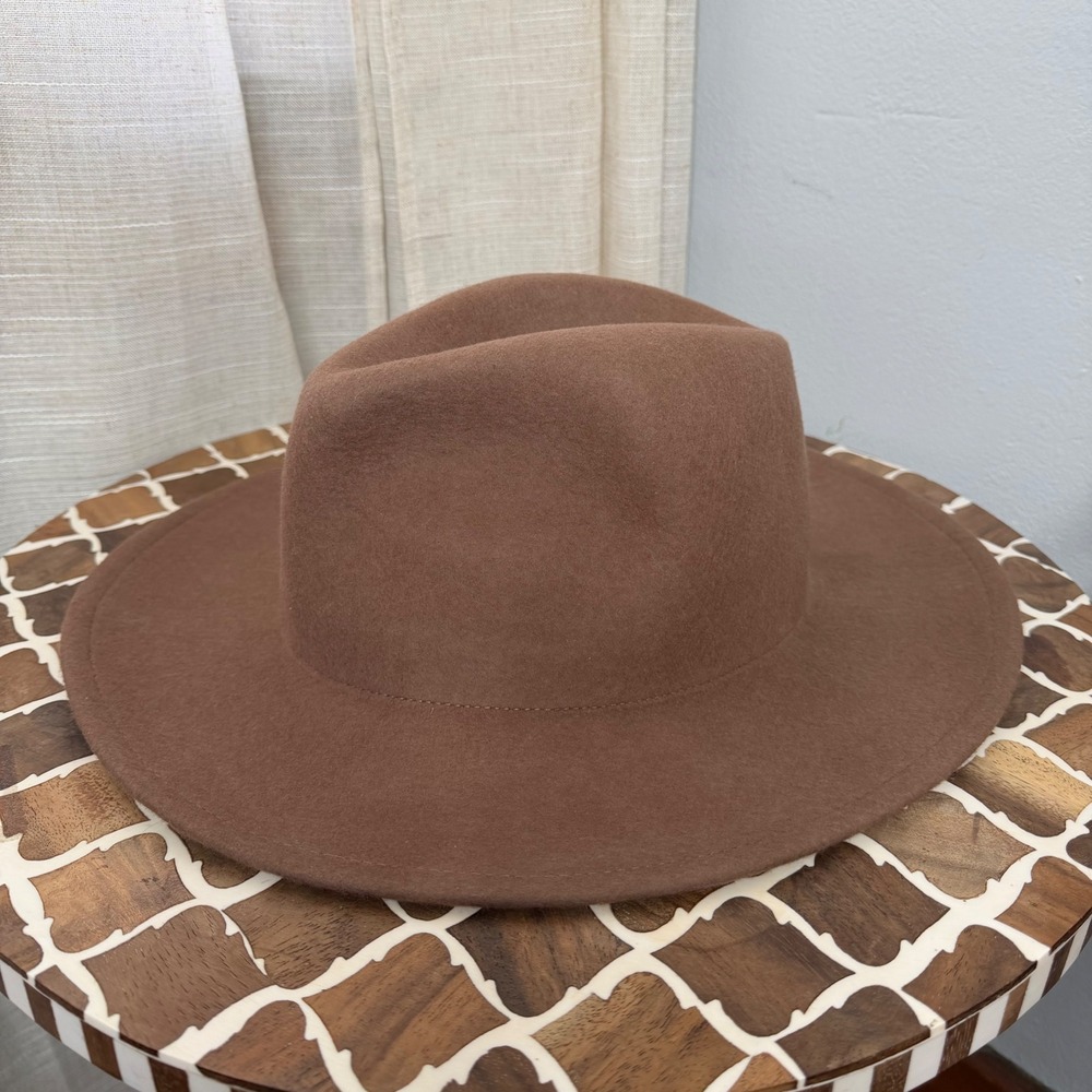 M.A.D.E. Nashville 100% Wool Hat Wide Brim Pinched Crown Brown Women's Size XL